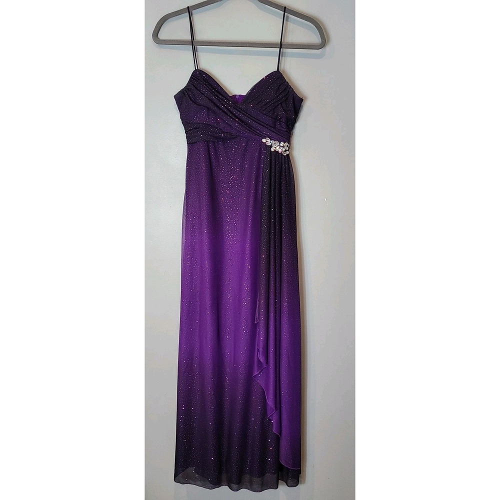 Vintage Y2K Maxi Dress Women Sz Large Hoco 90s Purple Whimsigoth Fairy Sparkle